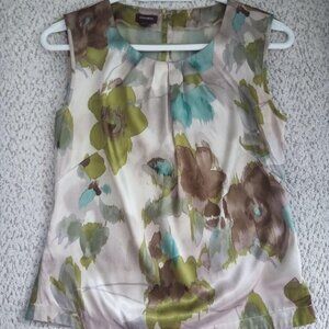 DANIER LEATHER Sleeveless Floral Blouse, XS